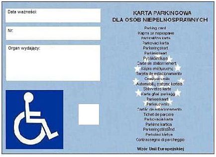 rewers karty parkingowej dla osoby niepełnosprawnej